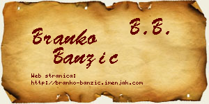 Branko Banzić vizit kartica